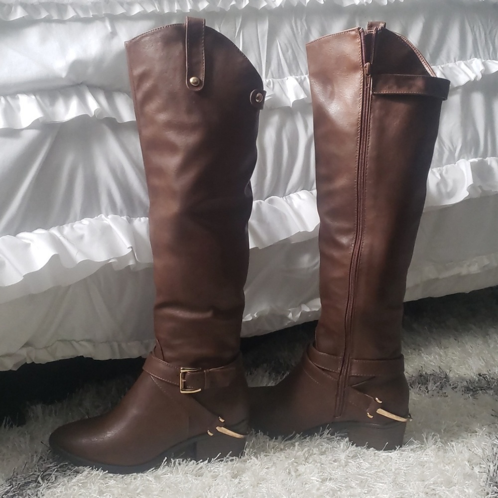 Venus Over the knee zip up buckle riding boots